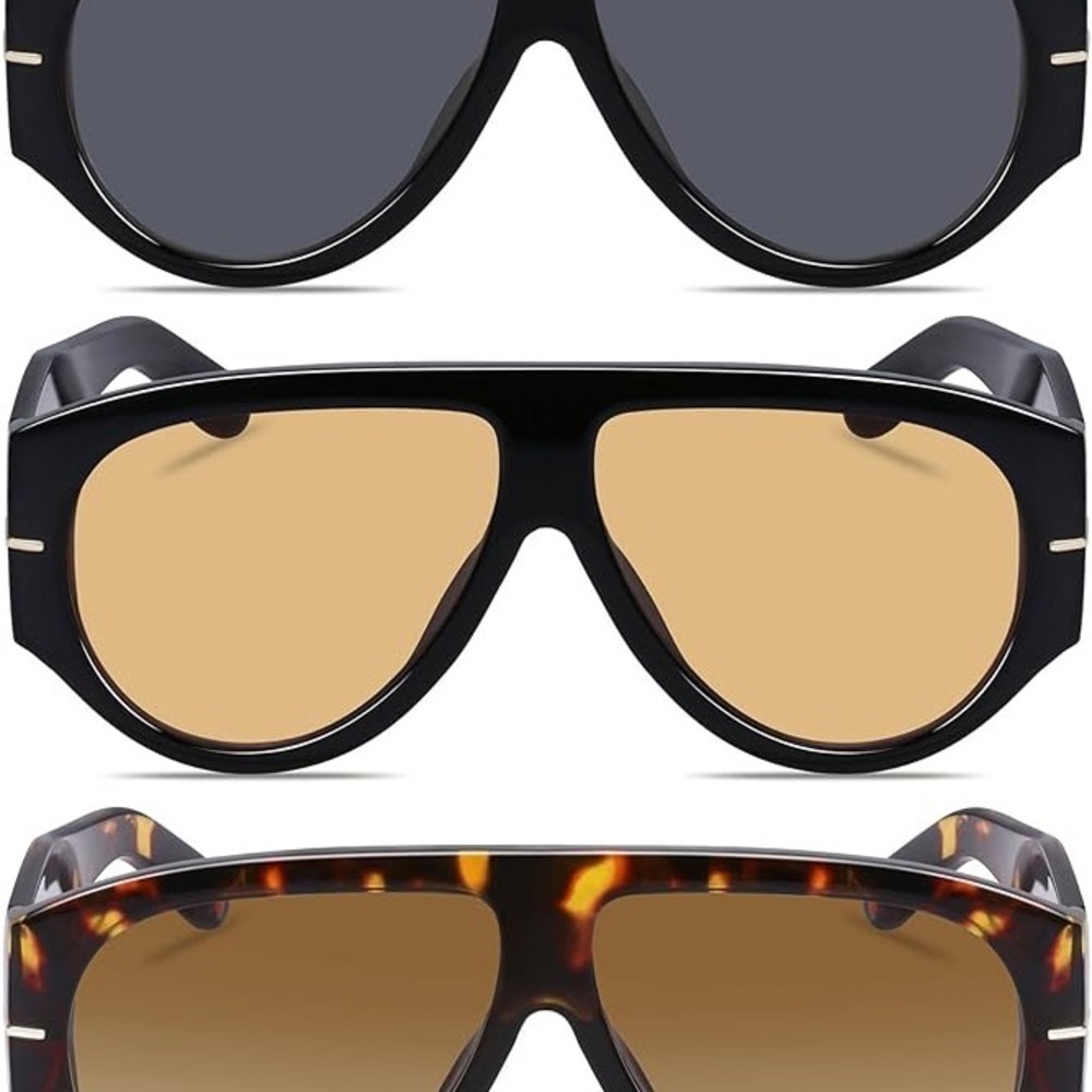 Oversized 70s Retro Aviator Vintage Style Sun Glasses - Picture 2 of 6